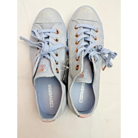 Converse All Star Ox Blue/Blush Suede Rose Gold Hardware Sz W10/M8 US - Picture 9 of 12
